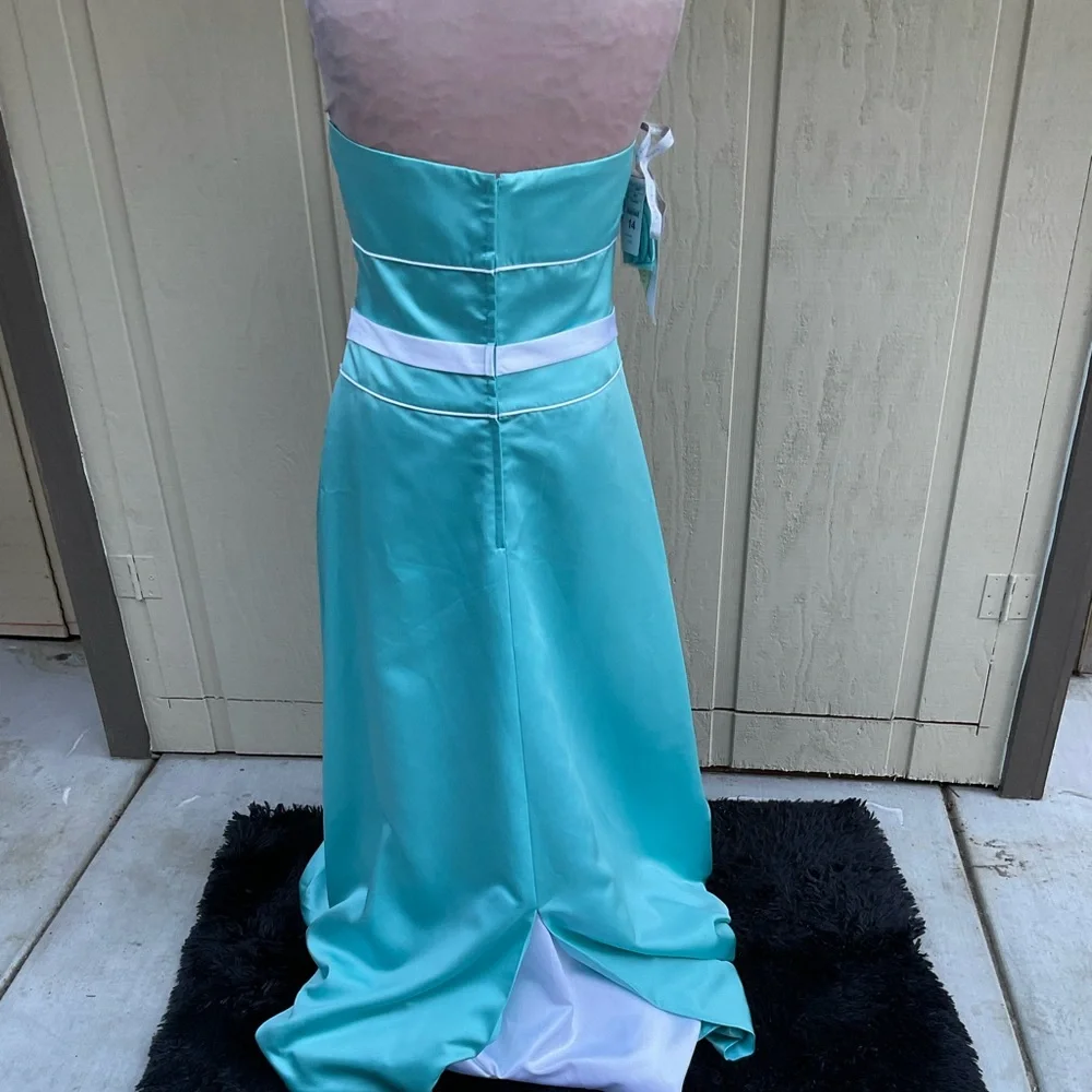 Alfred Angelo teal green strapless NWT prom dress 14 - Picture 3 of 15